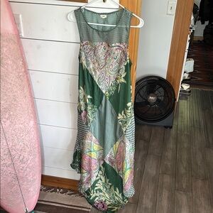Green Paisley Patchwork Maxi Dress